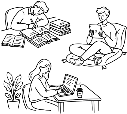 Students learning illustration